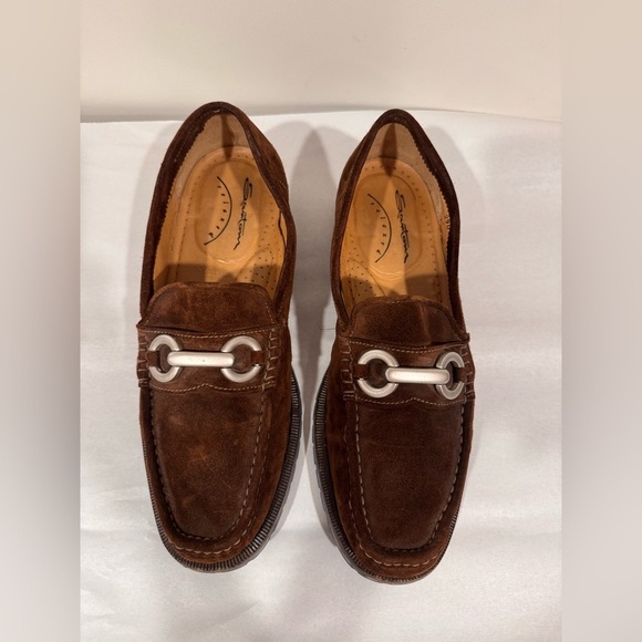 Santoni Brown Suede Horsebit Slip on Loafers Size 9, NEW main image 5